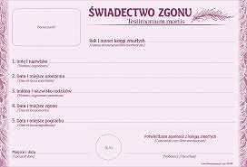 Świadectwo zgonu opakowanie 50 sztuk