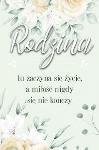 Obraz z cytatem " Rodzina tu zaczyna się..."