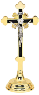 Krzyż metalowy stojący w kolorze złota (20,5cm)