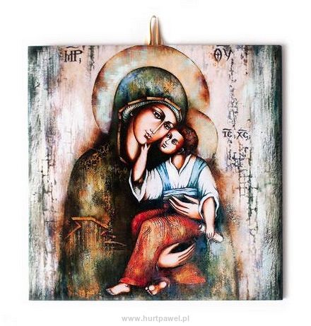 Ikona ceramiczna Matka Boża czuła 15x15 cm