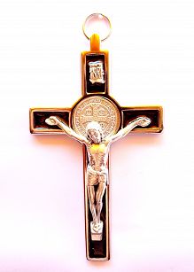 Krzyż metalowy św. Benedykta - kolor czarny