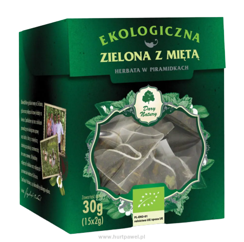 Herbata zielona z miętą w piramidkach EKO (15×2 G)