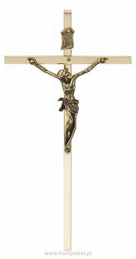 Krzyż wiszący metalowy w kolorze złotym 15,5 cm