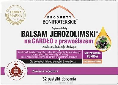 Balsam Jerozolimski na gardło z prawoślazem 32 pastylki