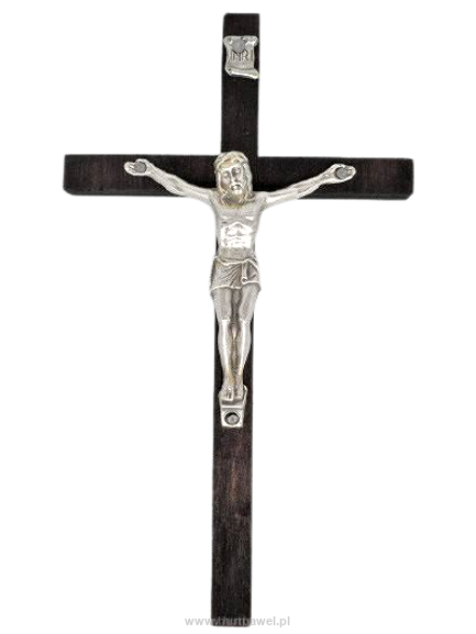 Krzyż drewniany z metalową  pasyjką 
