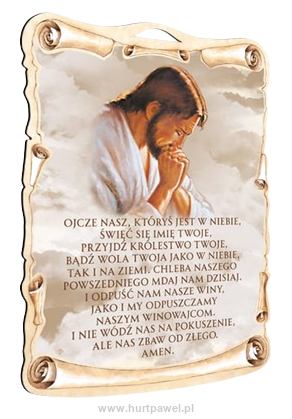 Obrazek na desce Jezus, modlitwa Ojcze Nasz