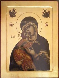 Ikona bizantyjska na drewnie - Matka Boża Włodzimierska