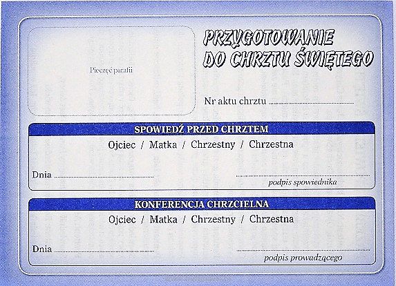 Przygotowanie do Chrztu Świętego - opakowanie 50 sztuk