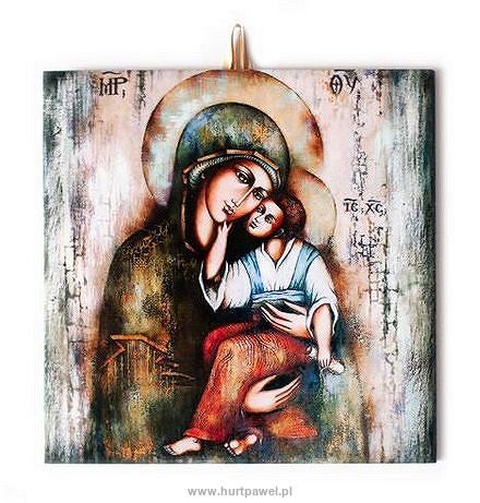 Ikona ceramiczna Matka Boża czuła 10x10 cm