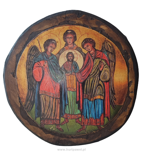 Ikona okrągła - Synaksa Archaniołów z Chrystusem