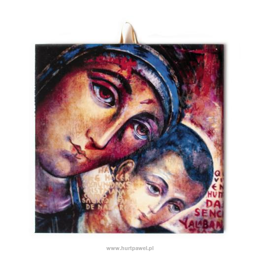 Ikona ceramiczna Matka Boża z dzieciątkiem 10x10 cm