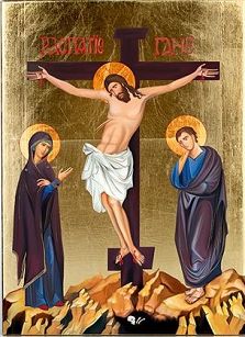 Ikona Ukrzyżowanie Pana Jezusa, Maria Magdalena i Jan Ewangelista