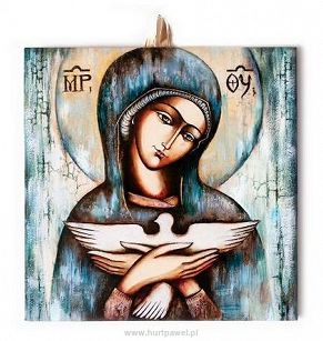 Ikona ceramiczna Matka Boża Niosąca Ducha 10x10 cm