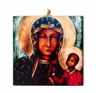 Ikona ceramiczna Matka Boża Częstochowska 15x15 cm
