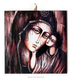 Ikona ceramiczna Matka Boża z dzieciątkiem 10x10 cm
