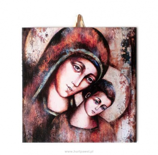 Ikona ceramiczna Matka Boża z dzieciątkiem 10x10cm
